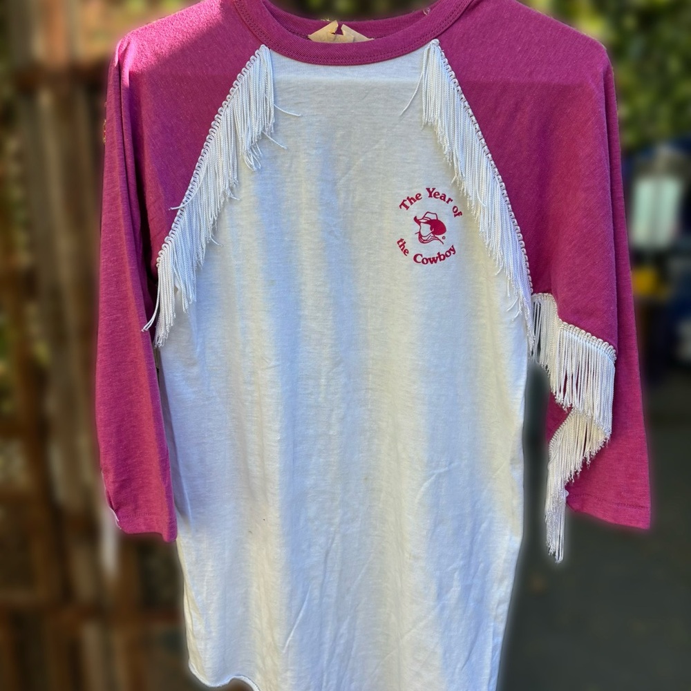 Vintage Magenta "The Year of the Cowboy" Fringe Ringer Tee